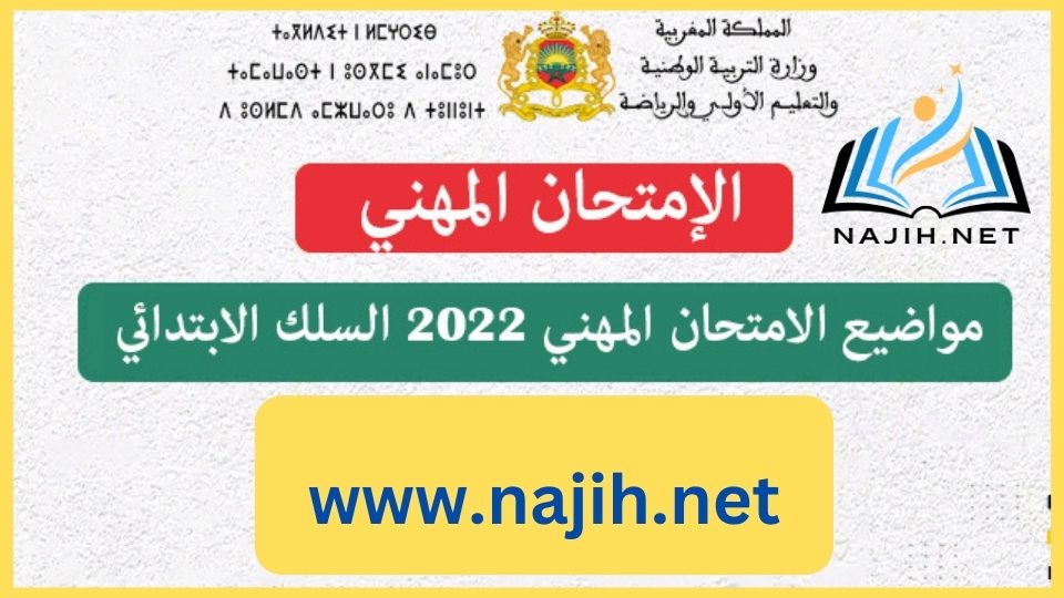 You are currently viewing الإمتحان المهني المجال البيداغوجي والممارسة المهنية للسلك الابتدائي 2022